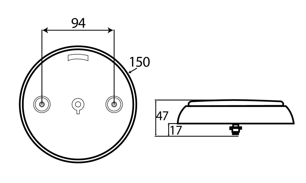 5inch Round Stop/Tail glow, Indicator Black Base