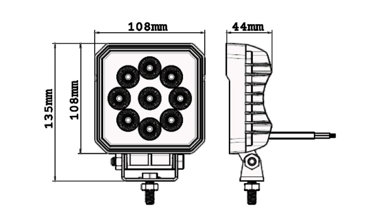 27W Square LED Worklight 9-32V 2430lm