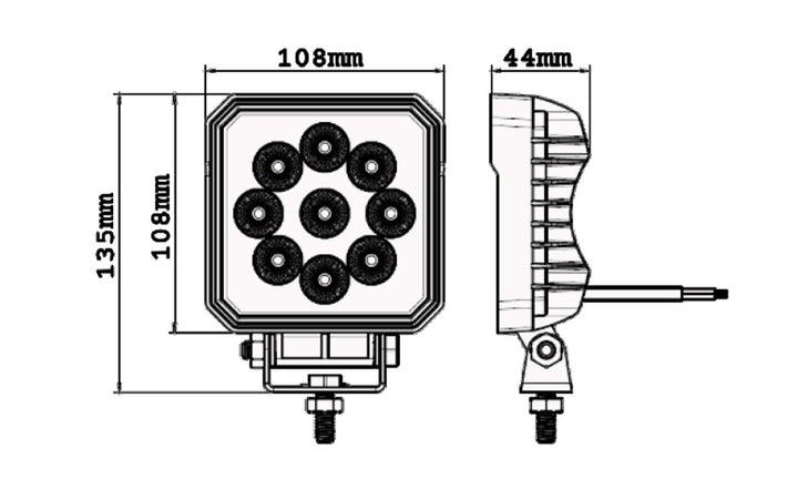 27W Square LED Worklight 9-32V 2430lm