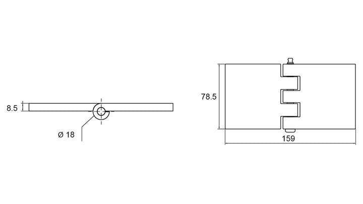 Hinge Butt Forg Steel 159 X 75 X 8.48 MM