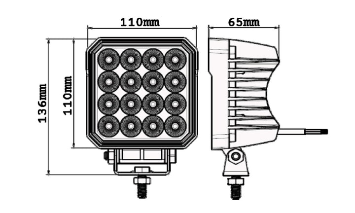 48W Square LED Worklight 9-32V 2430lm IP