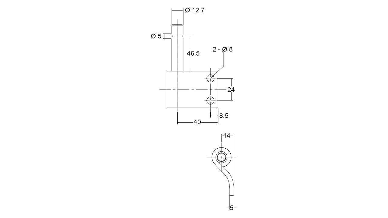 Gudgeon Bolt On Hole In Pin - 1135R-Zp