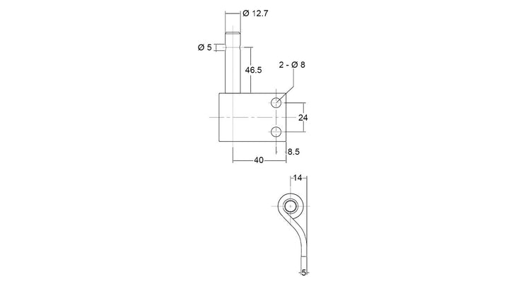 Gudgeon Bolt On Hole In Pin - 1135R-Zp