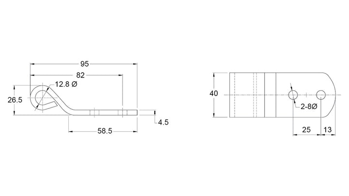 Hinge Strap Zp L95Xw39Xh18MM