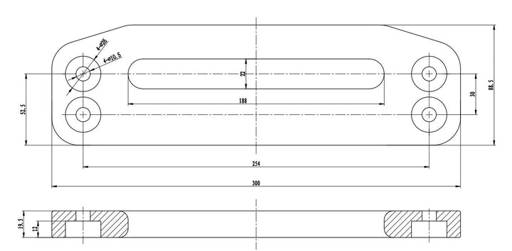 RUNVA - OFFSET HAWSE FAIRLEAD BLACK 2in1 MODEL