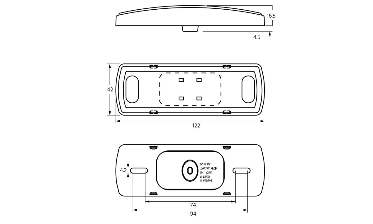 122 Series Amber Side Marker, with Supplementary Cat.5 Side Indicator/Reflector 10-30V 10 Pack