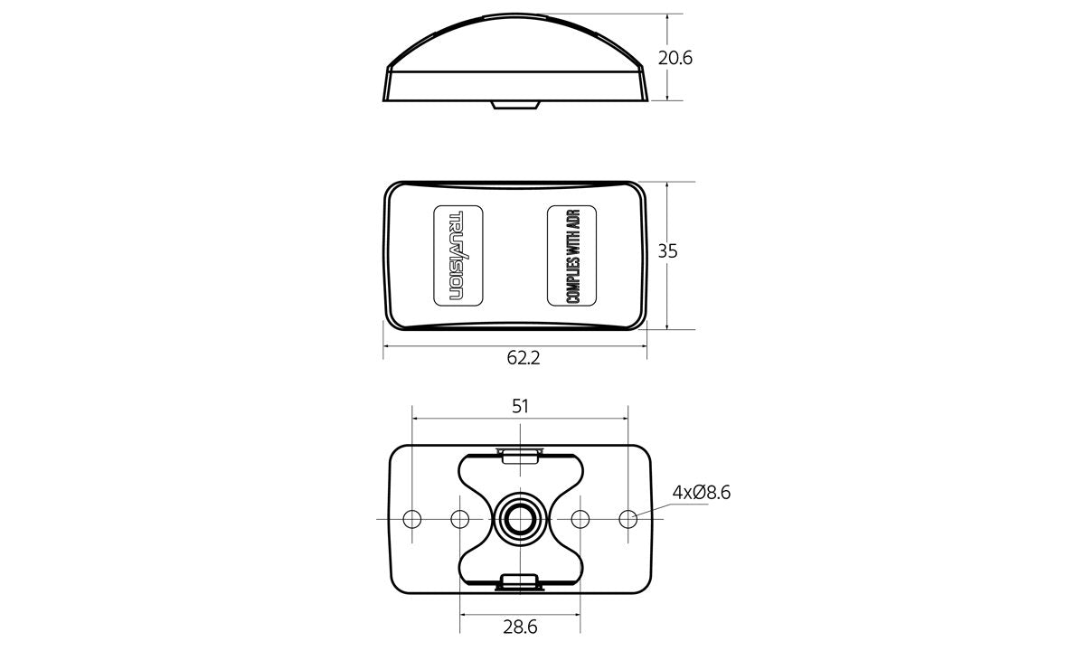 62 Series Red Rear-End Outline Marker 10-30V 10pk