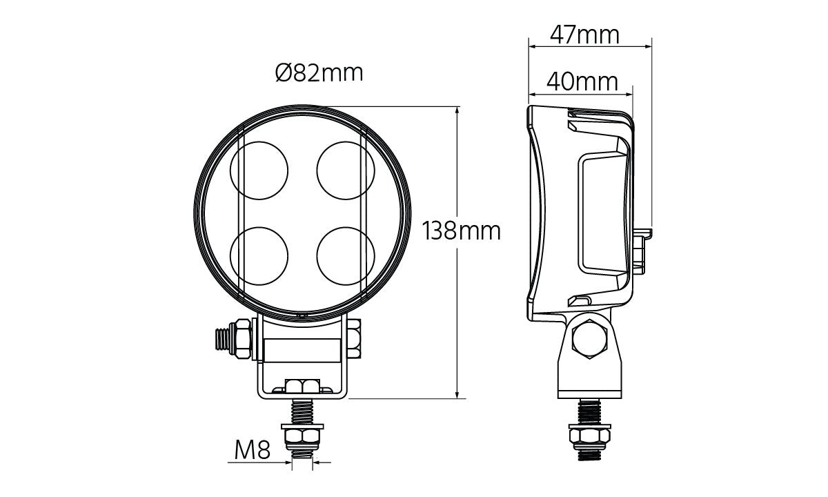 Black Series LED Worklight 10-32V 28W 3400lm (Round)