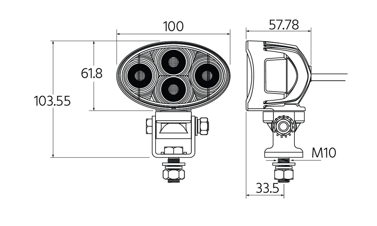 Black Series LED Worklight 10-32V 28W 3400lm (Square)