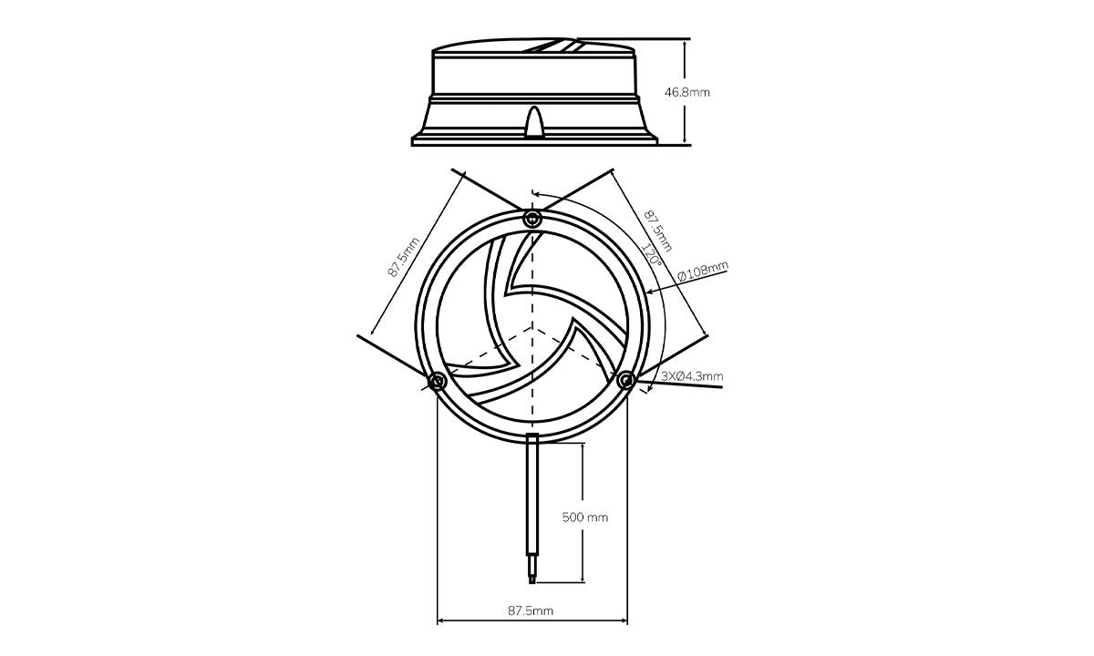 Tru Vision Mini LED Beacon - Stud mount