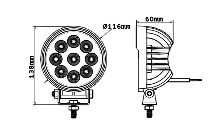 27W Round LED Worklight 9-32V 2430lm