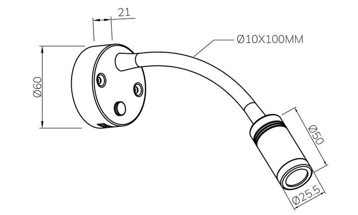 Reading Light Goose Neck Dual USBs Black