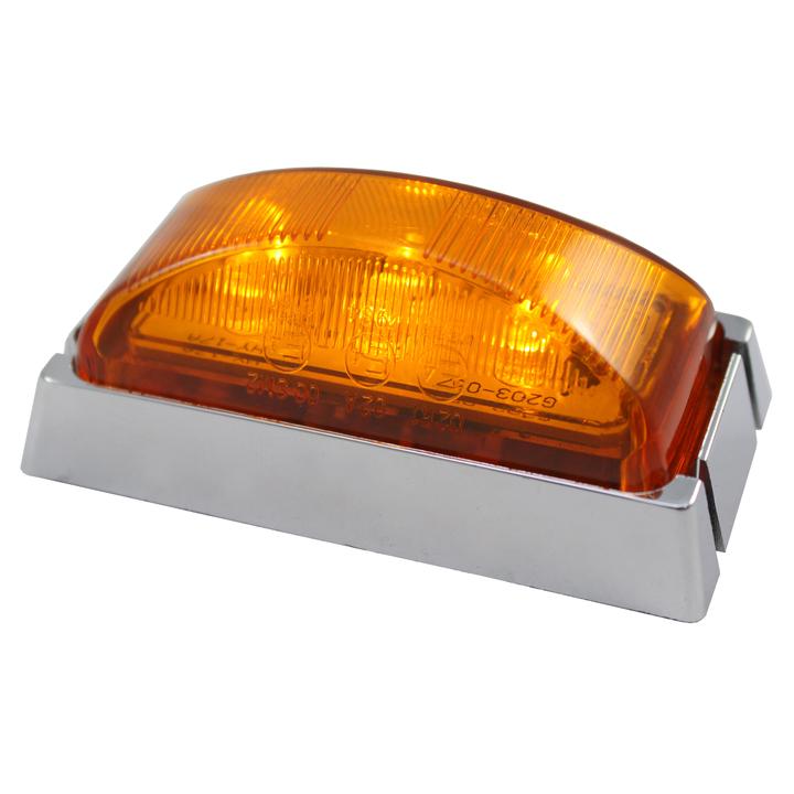 Led Front End Outline Marker Amber Chrm/Base 10Pack