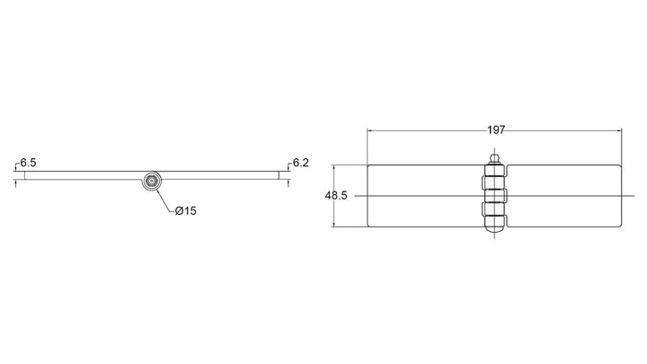 Hinge Butt Forg St L195 X W46 X Th6.36MM