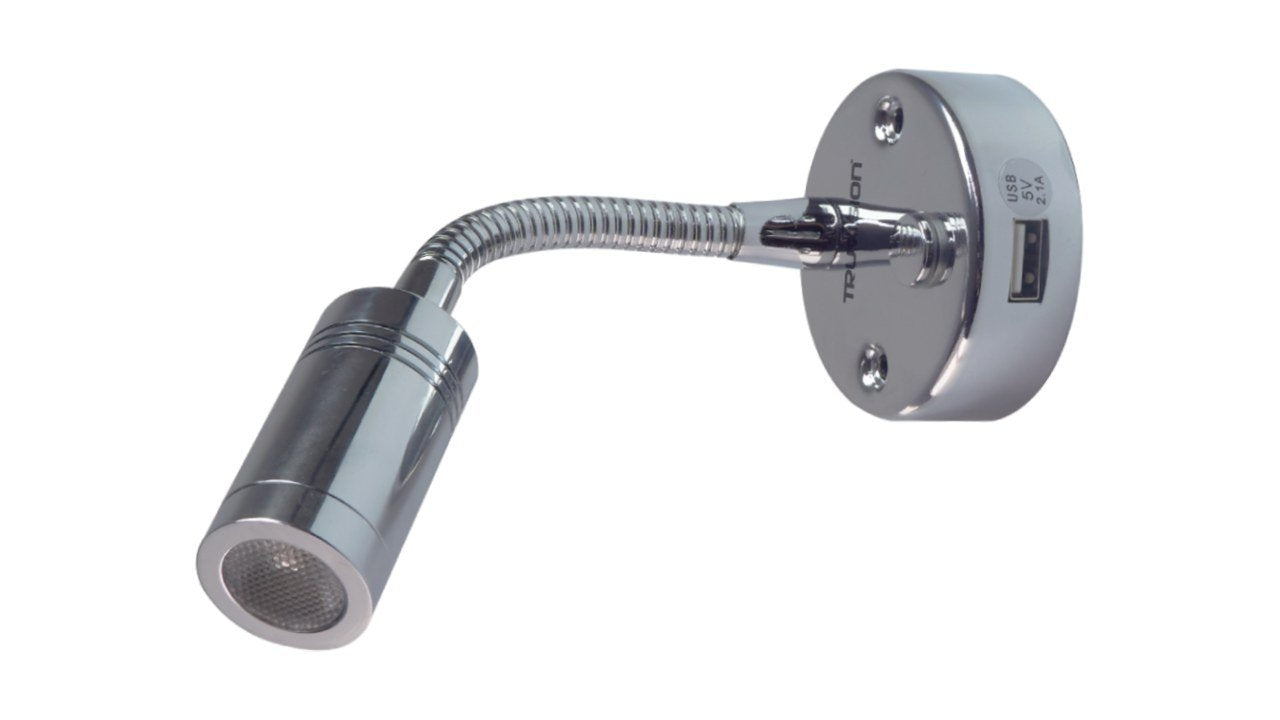Reading Light w/ nightlight Goose neck Chrome