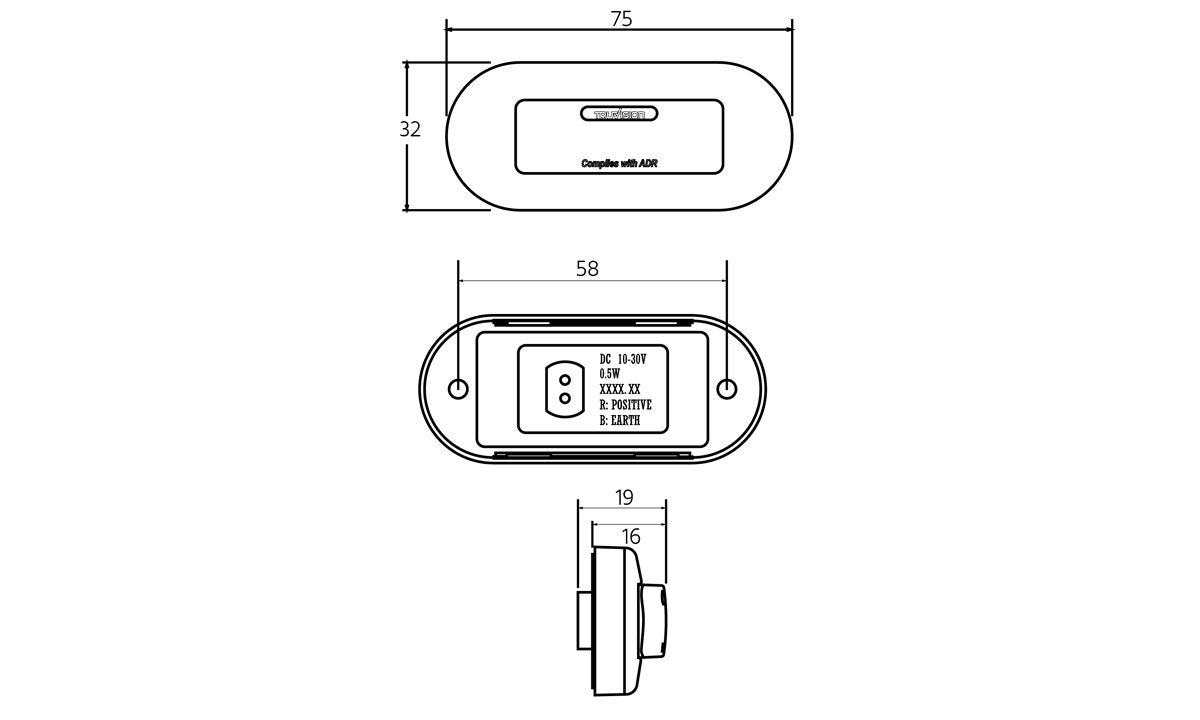 75 Series Red Rear-End Outline Marker 10-30V 10pk