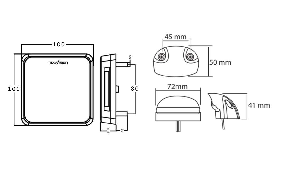 Square Trailer Lamp Complete Kit 10-30V