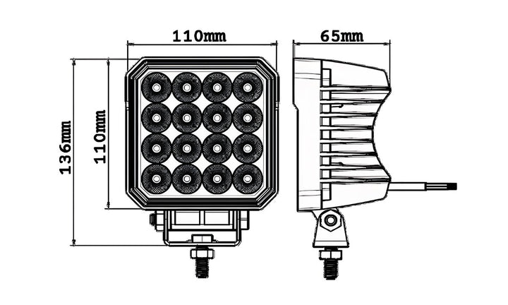 18W Square LED Worklight 9-32V 1620lm