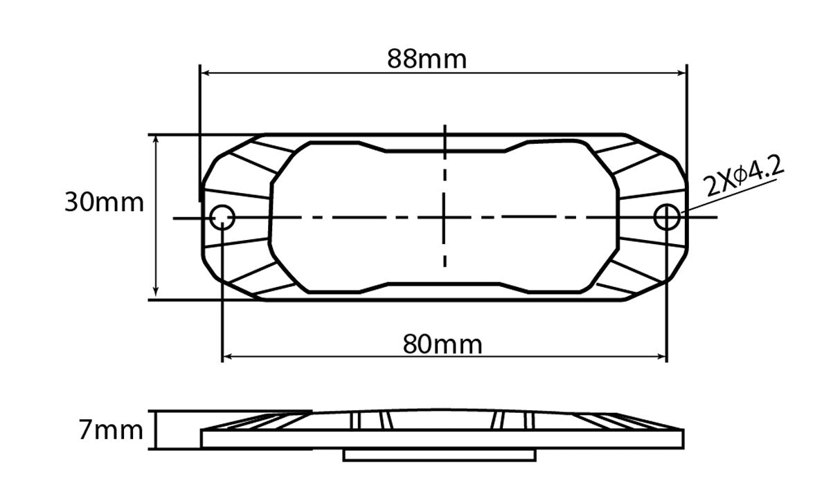 Extra Slim LED strobe lights (Amber)  12/24V 88mm