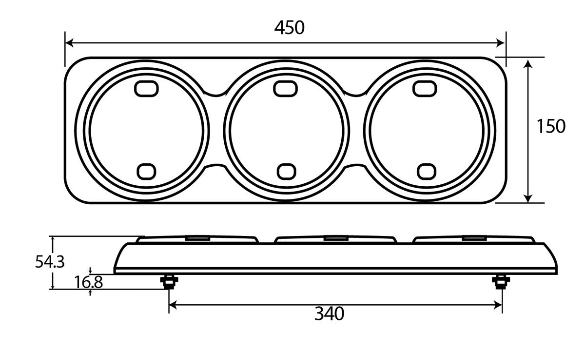 5inch Round Triple Stop/Tail glow, Running Indicator