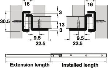 Draw Slide Bottom Mount 500mm Ext 395mm 100kg