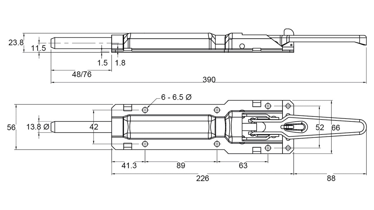 Dropside locking gear with safety catch