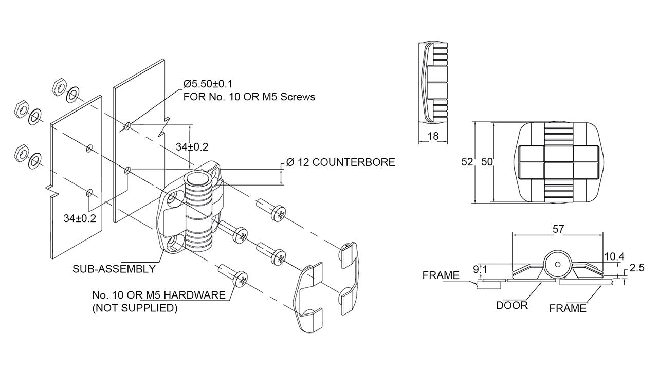 Door Positioning Hinge 115 Degree Det