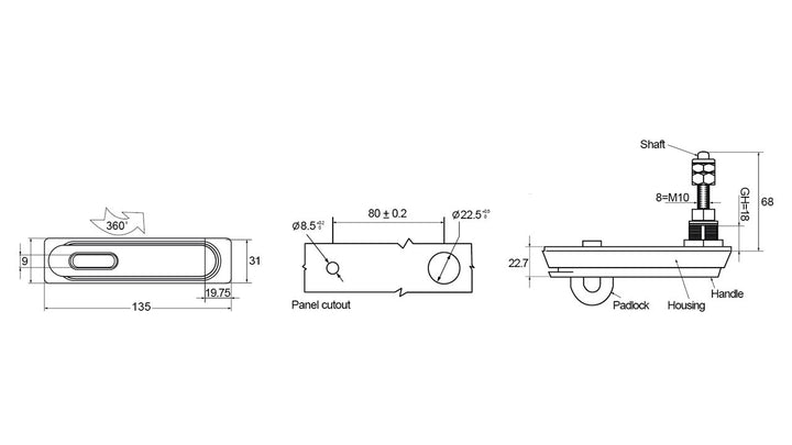 Swing Handle S/S 316 Pad Lockable