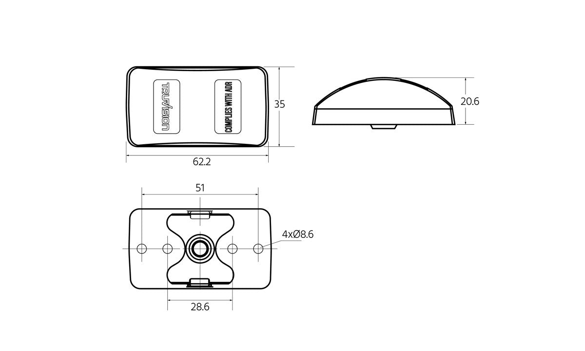 63 Series Amber Side Marker, with Supplementary Cat.5 Side Indicator 10-30V 10 Pack (Clear Lens)